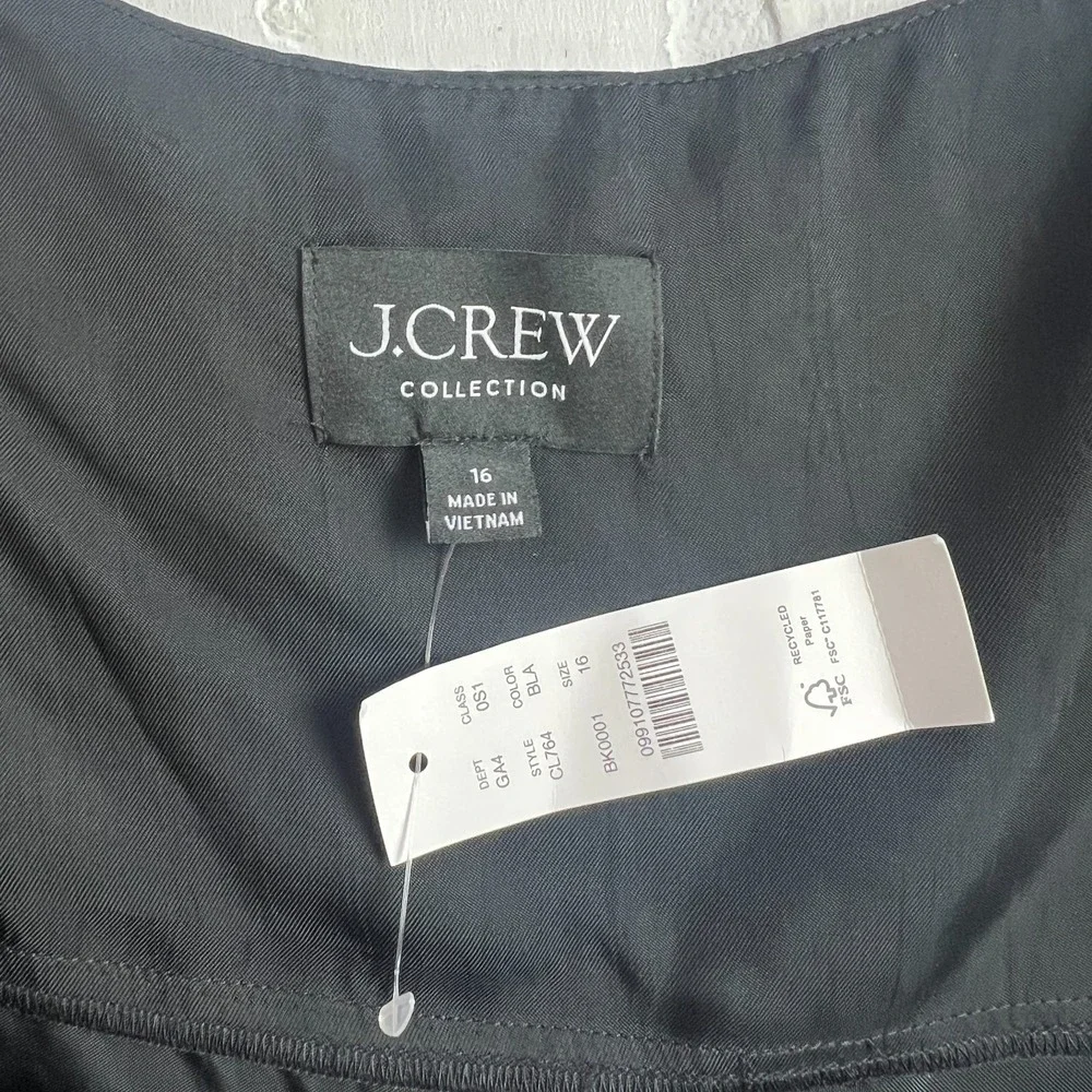 J Crew Collection Natasha Slip Dress 16 Black Whimsigoth Satin Romantic Feminine